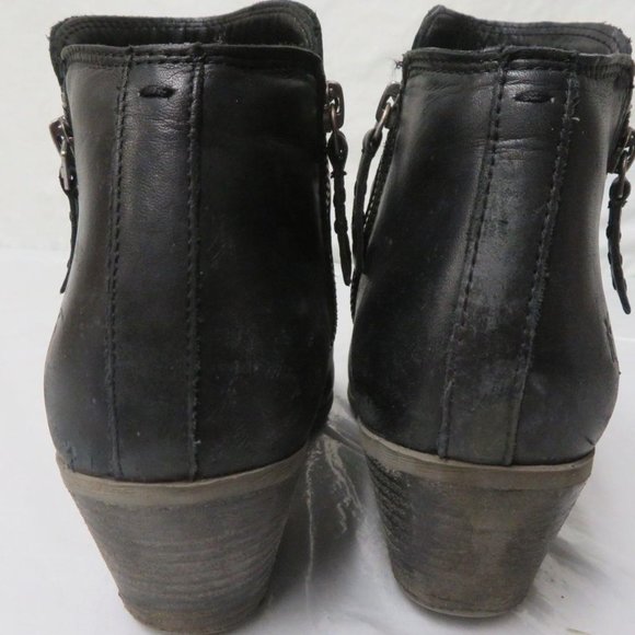 Women's Frye Black 2.5" Block Heel Zip Up 6.5" Tall Ankle Boots, Size‎ 9 - Picture 5 of 6
